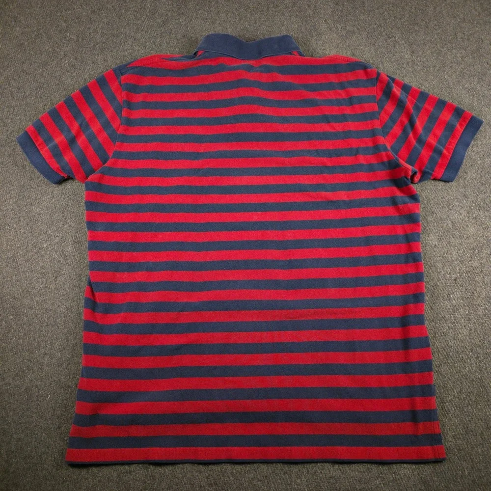 VTG Polo Ralph Lauren Polo Shirt Mens XL Navy Red Striped Pony Classic Fit Pique